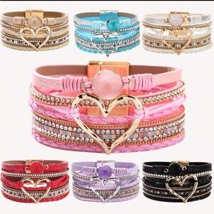 Boho Heart Charm Bracelet, with magnetic clasp (1 pc)